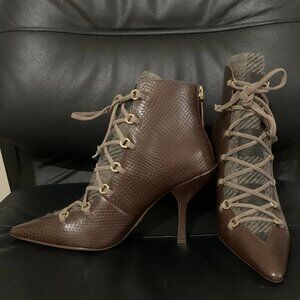 Louise et Cie Brown Leather Lace-up Ankle Boots 7.5